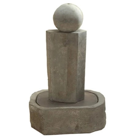 Giannini Garden Rock Pillar Fountain Short With Ball