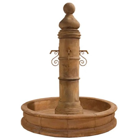 Giannini Garden Ventoux Fountain with 66" Round Pond For Rustic Iron Spouts