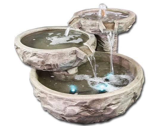 Giannini Garden Basalt Triple Cascade Fountain