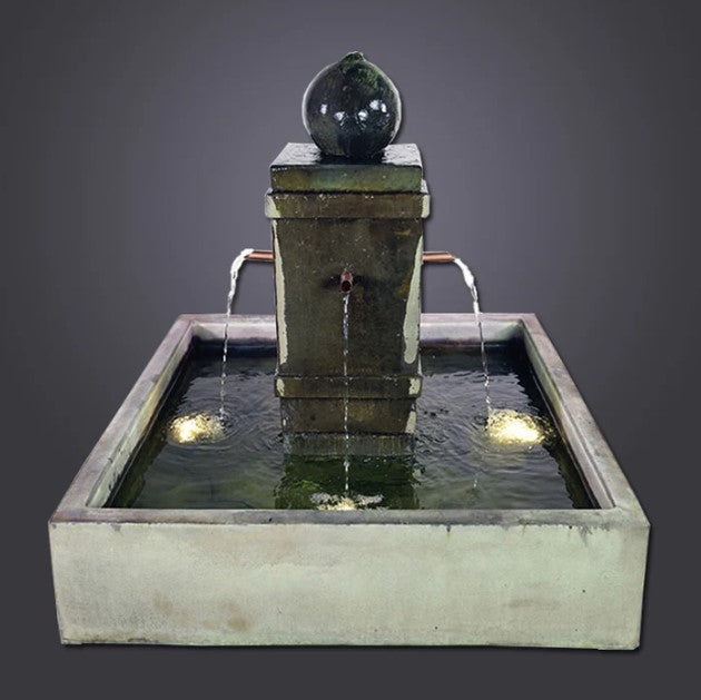 Giannini Garden Napa Square Pond Fountain with Copper Spouts