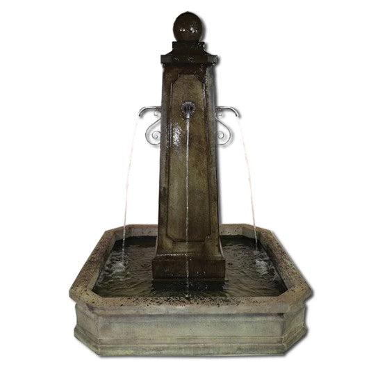 Giannini Garden Promenade Carre Pond Fountain for Rustic Spouts