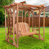 Thumbnail for All Things Card Pergola Garden Cedar Arbor & Swing Set