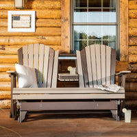Thumbnail for LuxCraft 5' Adirondack Poly Glider Chair With Fold Down Console
