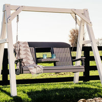 Thumbnail for LuxCraft 5' Classic Highback Poly Porch Swing With Flip Down Center Console
