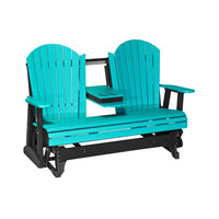 Thumbnail for LuxCraft 5' Adirondack Poly Glider Chair With Fold Down Console