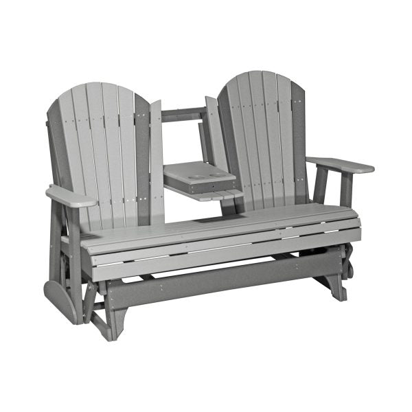 LuxCraft 5' Adirondack Poly Glider Chair With Fold Down Console